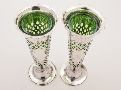 Pair of Large Silver Vases Birmingham 1903