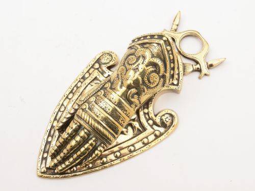 Victorian Brass Knights Gauntlet Note Holder Circa 1890