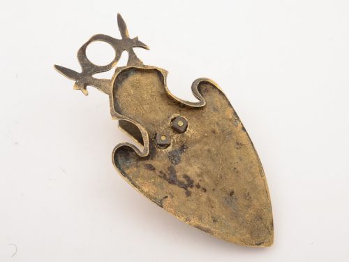 Victorian Brass Knights Gauntlet Note Holder Circa 1890