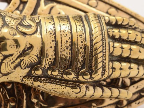 Victorian Brass Knights Gauntlet Note Holder Circa 1890