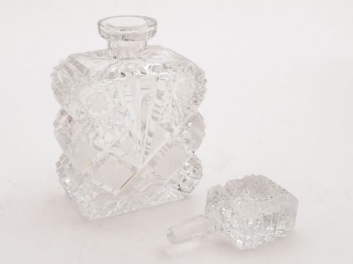 Bohemian Cut Glass Decanter and Glasses Circa 1930