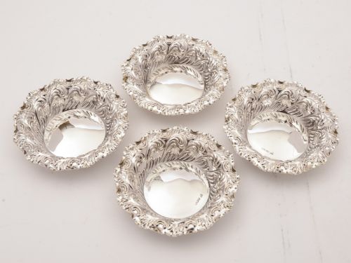 Cased Set of 4 Silver Bon Bon Dishes Sheffield 1897