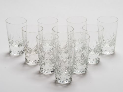 Set of 10 Cut Glass Shot Glasses Circa 1930