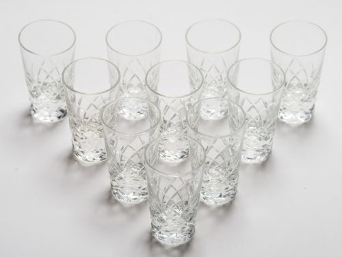 Set of 10 Cut Glass Shot Glasses Circa 1930