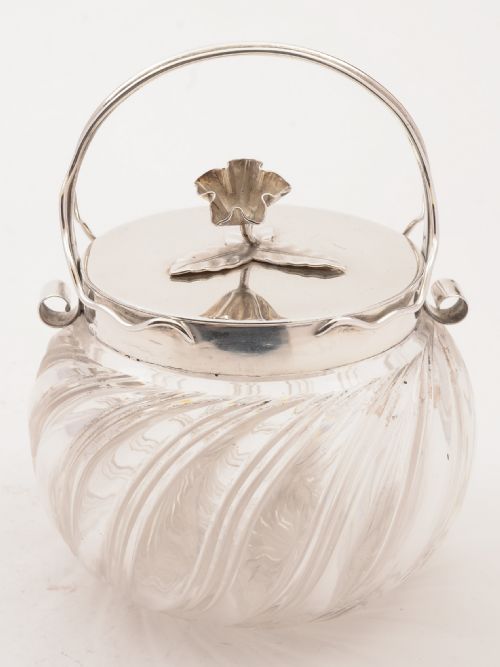 Edwardian Cut Glass Biscuit Barrel Circa 1905