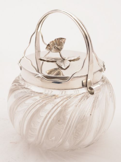 Edwardian Cut Glass Biscuit Barrel Circa 1905