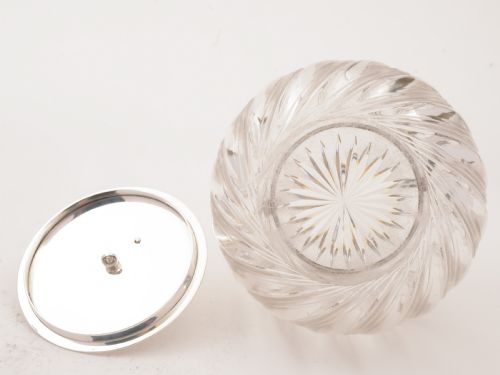 Edwardian Cut Glass Biscuit Barrel Circa 1905