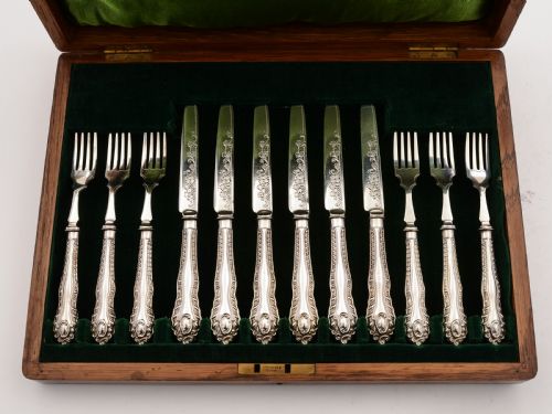 Edwardian Cased 6+6 Dessert Set Circa 1905