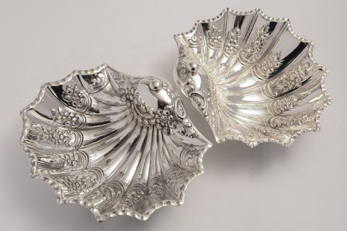 Victorian Silver Plate Shell Shaped Table Dishes Circa 1890