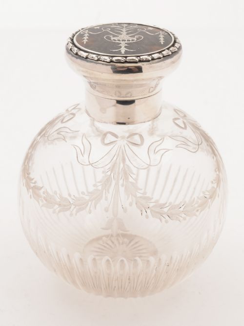 Tortoise Shell and Silver Topped Scent Bottle London 1928