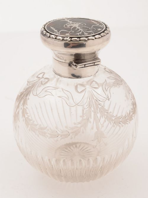 Tortoise Shell and Silver Topped Scent Bottle London 1928