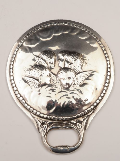 Edwardian Silver Angel Hand Mirror London 1902