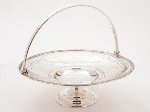 Victorian Elkington Silver Plated Cake Basket 1884