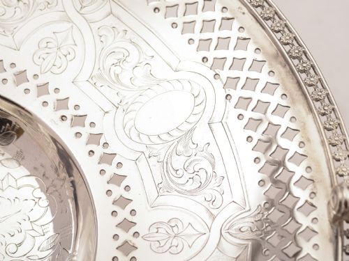 Victorian Elkington Silver Plated Cake Basket 1884