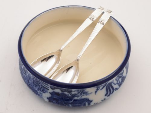 Royal Dalton Flow Blue Salad Bowl Circa 1900