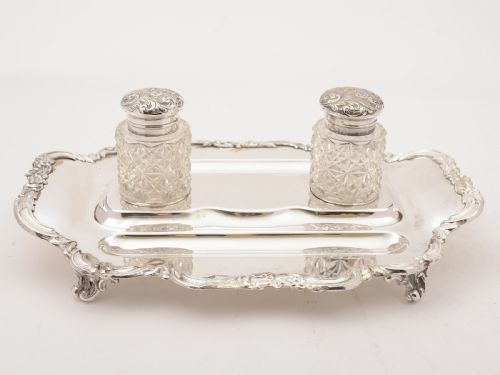 Edwardian Silver Plated Double Ink Stand Circa 1905