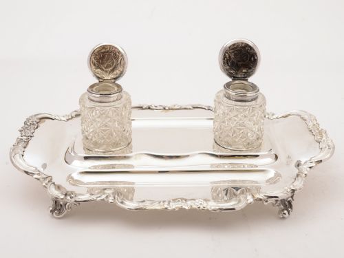 Edwardian Silver Plated Double Ink Stand Circa 1905