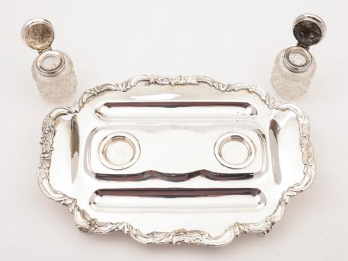 Edwardian Silver Plated Double Ink Stand Circa 1905