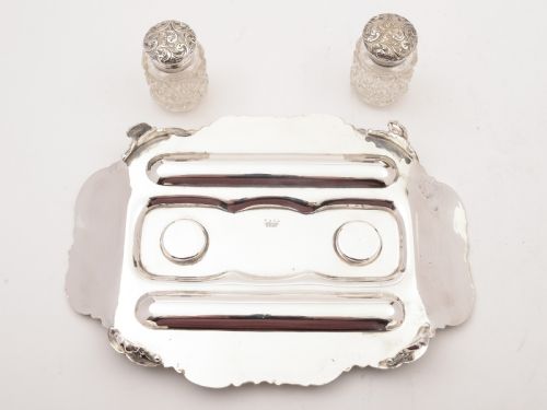 Edwardian Silver Plated Double Ink Stand Circa 1905