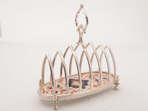 Victorian China and Silver Plated Toast Rack Circa 1890