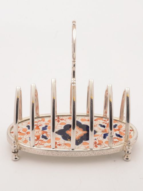 Victorian China and Silver Plated Toast Rack Circa 1890