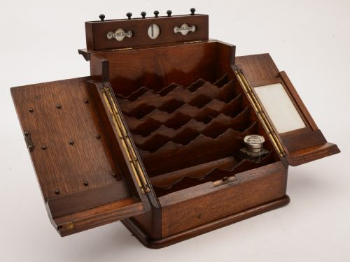 Edwardian Oak Document Box with Calendar Circa 1905