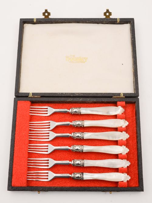 Set of 6 Silver and M.O.P Dessert Forks Sheffield 1858