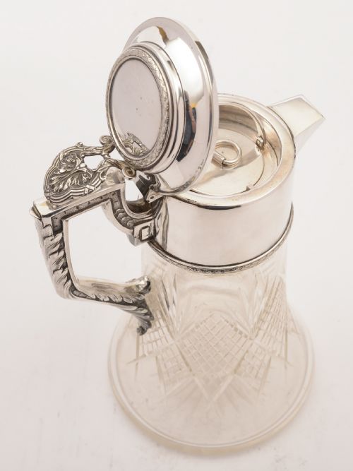 Continental Ice Jug Glass and Silver Plated Circa 1900