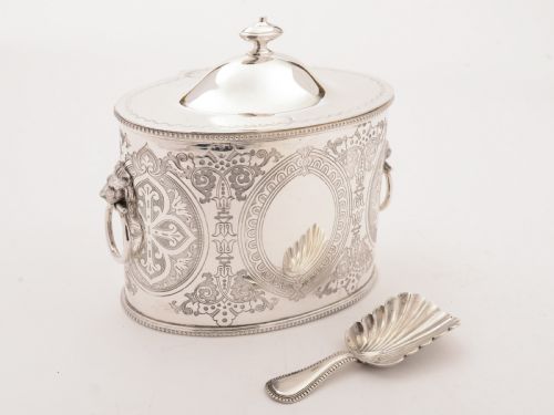 Victorian Oval Silver Plated Tea Caddy Circa 1890