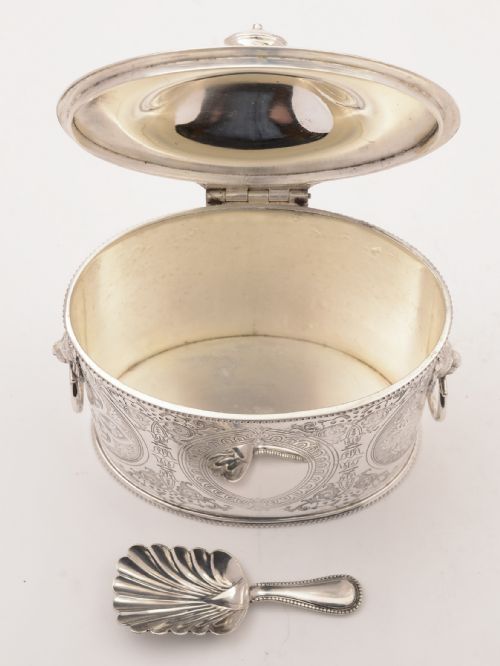 Victorian Oval Silver Plated Tea Caddy Circa 1890