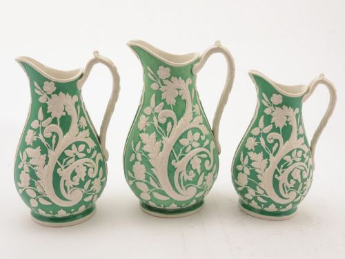 Victorian Set of 3 China Jugs Circa 1890