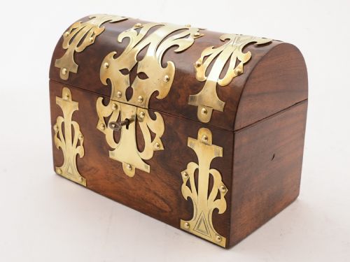 Victorian Walnut and Brass Tea Caddy Circa 1890