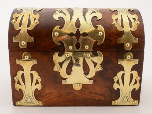 Victorian Walnut and Brass Tea Caddy Circa 1890