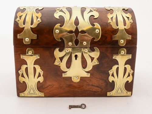 Victorian Walnut and Brass Tea Caddy Circa 1890
