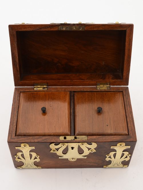 Victorian Walnut and Brass Tea Caddy Circa 1890