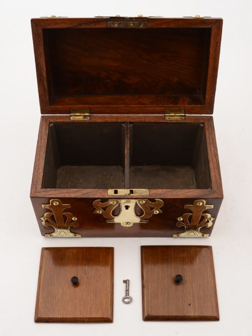 Victorian Walnut and Brass Tea Caddy Circa 1890