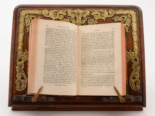 Victorian Walnut & Brass Folding Book Stand Circa 1890