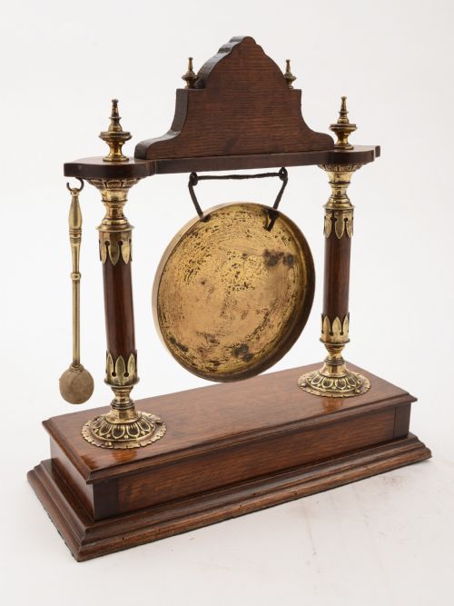 Edwardian Brass and Oak Gong Circa 1905