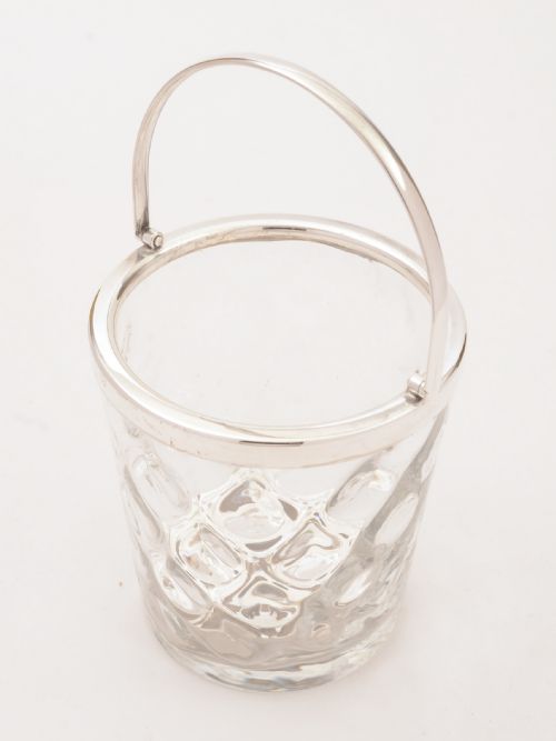 Glass & Silver Plated Cocktail Shaker with Ice Bucket Circa 1930