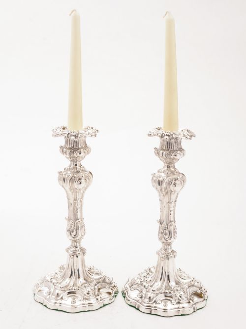 Pair of Elkington Silver Plated Candlesticks 1847