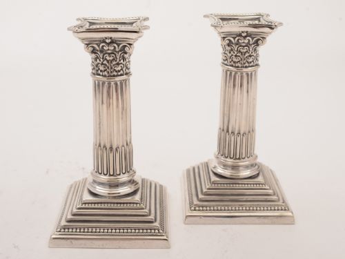 Pair of Edwardian Silver Plated Candlesticks Circa 1905
