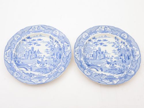 Pair of English Blue and White China Plates Circa 1830