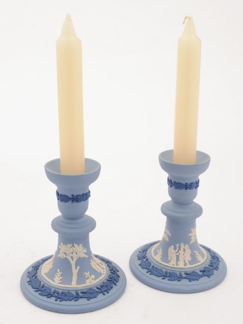 Pair of Wedgwood Jasperware Candlesticks Circa 1930