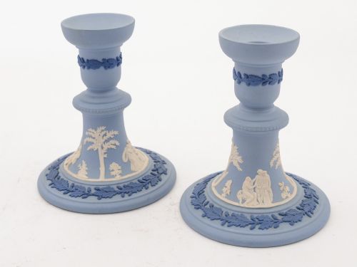 Pair of Wedgwood Jasperware Candlesticks Circa 1930
