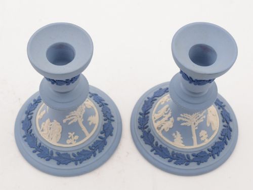 Pair of Wedgwood Jasperware Candlesticks Circa 1930