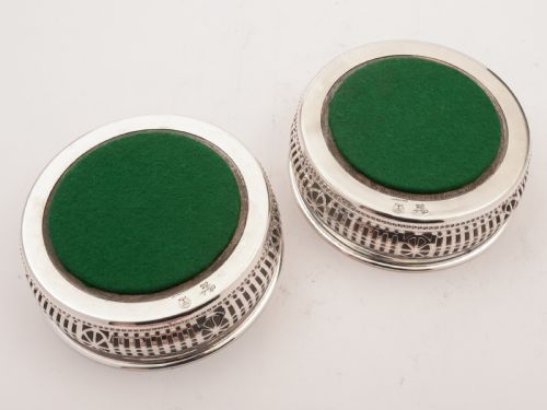 Pair of Silver Plated Wine Coasters Circa 1930