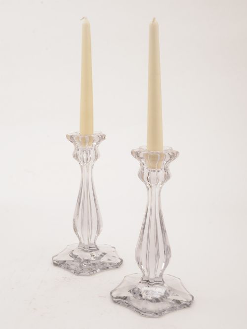 Pair of Moulded Glass Candlesticks Circa 1930