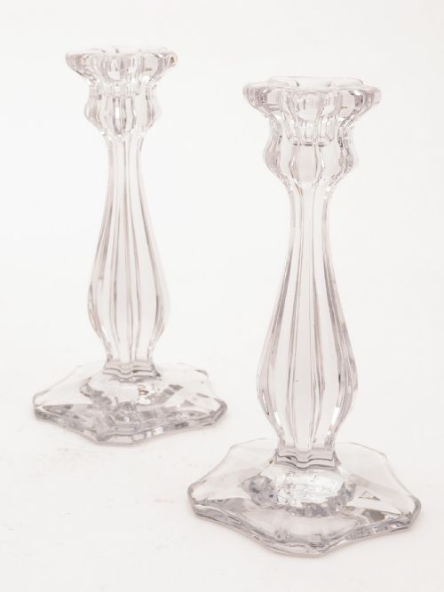 Pair of Moulded Glass Candlesticks Circa 1930