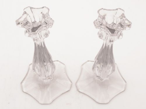Pair of Moulded Glass Candlesticks Circa 1930