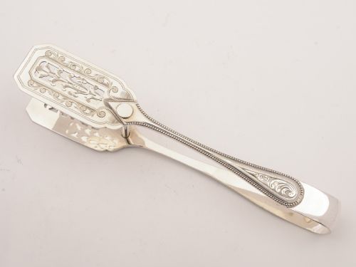 Victorian Silver Plated Serving Tongs Circa 1890